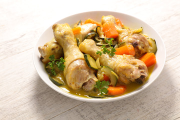 chicken leg with vegetable and sauce