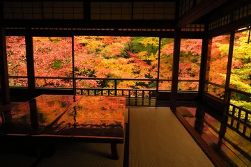 Zelfklevend Fotobehang 京都瑠璃光院 の紅葉　床もみじ © SONIC501