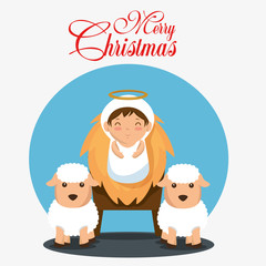 merry christmas nativity scene with holy family