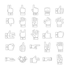 Gesture icons set, outline style
