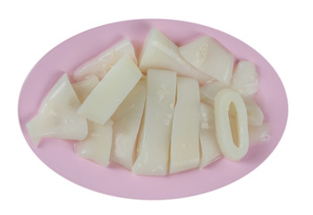 raw squid sliced on plate