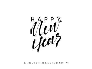 Text Happy New Year. Xmas calligraphy lettering.