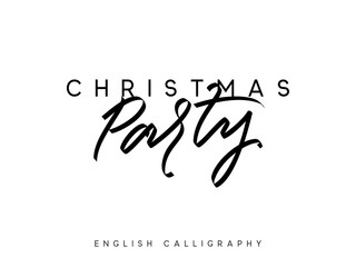 Text Party Christmas. Xmas hand drawn calligraphy lettering.