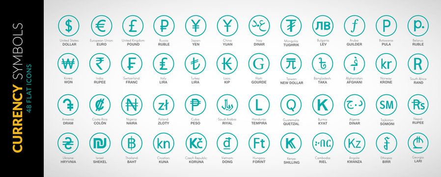 Currency icons vector flat illustration 2