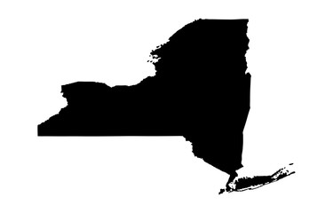 New York vector map isolated on white background. High detailed silhouette illustration. 