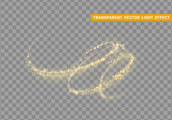 Magic light effect. Stardust golden glitter. Sparkle star dust vector illustration. - obrazy, fototapety, plakaty