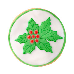 christmas gingerbread with holly berries homemade isolated on white