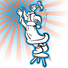 Funny Russian style Santa preparing for Christmas. EPS8 vector illustration.