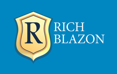 Vector Blazon with Golden Heraldic Shield