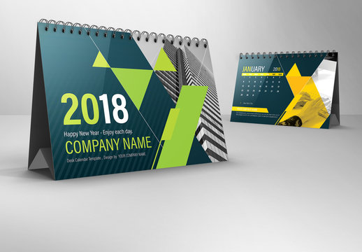 Bright 2018 Desk Calendar Layout