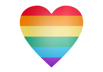 rainbow heart shape over white background