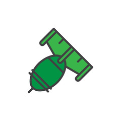 Obraz premium Nuclear bomb filled outline icon, line vector sign, linear colorful pictogram isolated on white. Air attack symbol, logo illustration. Pixel perfect vector graphics
