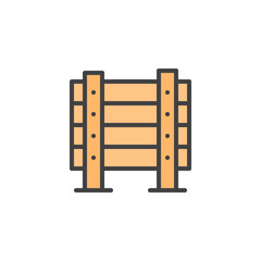 Military wooden barrier filled outline icon, line vector sign, linear colorful pictogram isolated on white. Symbol, logo illustration. Pixel perfect vector graphics