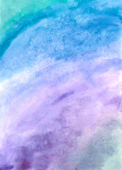 Watercolor grunge background in rainbow colors. Vintage poster, banner, scrapbook page. Handmade aged paper texture in retro style.