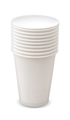 Plastic Glass isolated on white background with clipping path