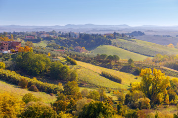 Fototapeta na wymiar Siena. The hills of Tuscany.