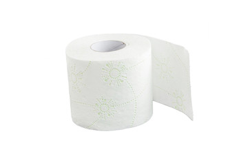 On a white background on toilet paper