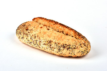 Isolated bread on a white background.Production of products from flour.