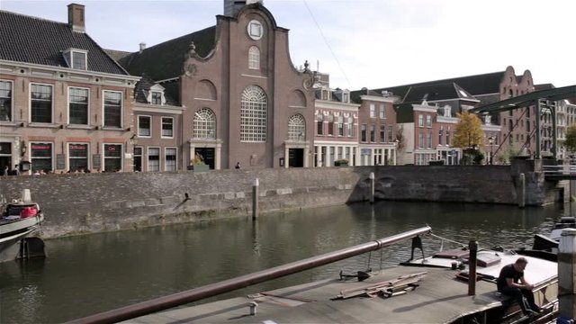 Street and canal in Rotterdam, the Netherlands