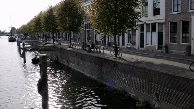 Street and canal in Rotterdam, the Netherlands