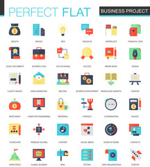 Vector set of flat Business project icons.