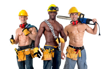 Strong construction workers