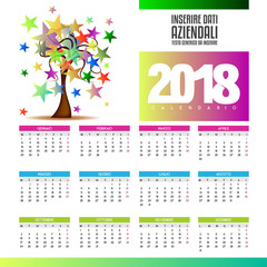 Colorful calendar for the new year - 2018