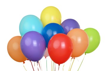 Assortment of floating party balloons - isolated image