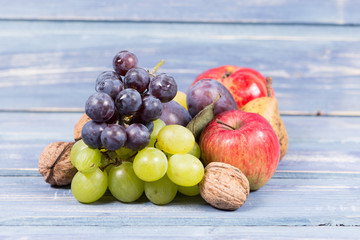 Autumn harvest concept on wooden background