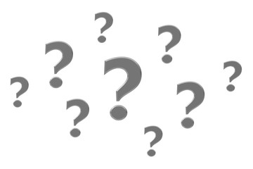 question mark 3d interrogation point asking sign colored silver grey gray isolated on white