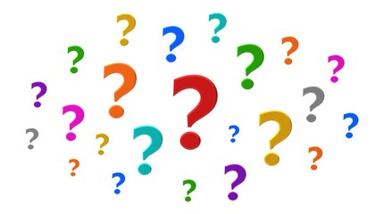 question mark 3d interrogation point asking sign symbol icon cloud colored red orange yellow gold green turquoise blue  purple pink silver grey gray isolated on white