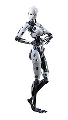 3D Rendering Female Robot on White