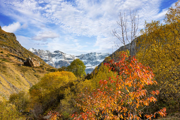 view of the cirque of Troumouse in the Pyrenees mountains