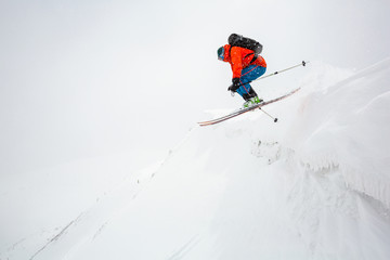 good skiing in the snowy mountains.