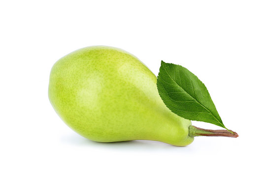 fresh, yellow, pear on white background