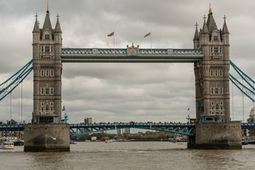 Fototapeta na wymiar Tower Bridge in London viewed from the Thames river in late October