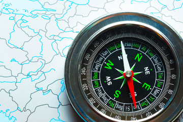 compass on map background travel