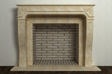 Respectable fireplace in home interior