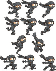 Cartoon ninja ready for animation. Vector clip art illustration with simple gradients. Each on a separate layer. © Memoangeles
