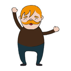 cartoon man with mustache icon over white background vector illustration