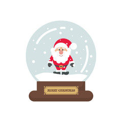 cartoon cute christmas snowglobe with santa claus on a white background