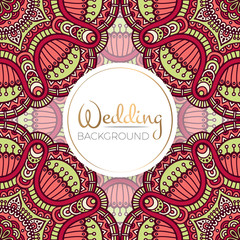 Ethnic floral seamless pattern with mandalas