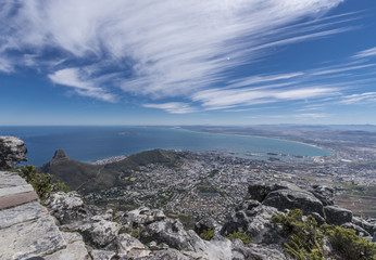 Spetacular view from the top of Table Mountain, in Cape Town, South Africa