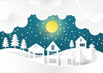 christmas winter landscape paper art design