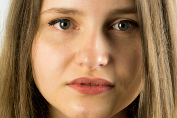 Obraz premium beautiful woman on white background with some emotions