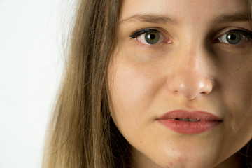 Obraz premium beautiful woman on white background with some emotions