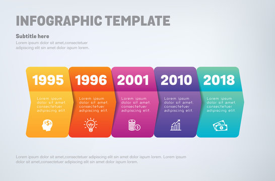 Five steps infographics - can illustrate a strategy, workflow, team work or company timeline.