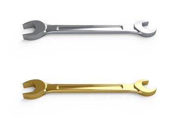 Gold and steel double-ended spanners