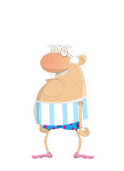 grumpy old man in his boxer shorts
