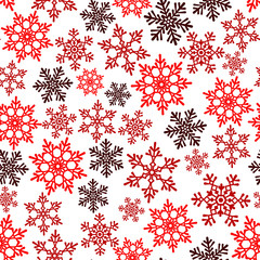 Snowflakes seamless pattern. Snow falls background. Symbol winter, Merry Christmas holiday, Happy New Year celebration Vector illustration